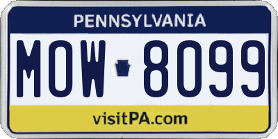 PA license plate MOW8099