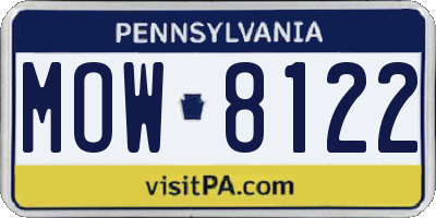 PA license plate MOW8122