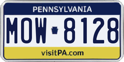 PA license plate MOW8128