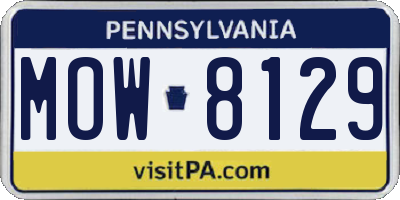 PA license plate MOW8129