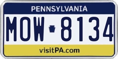 PA license plate MOW8134