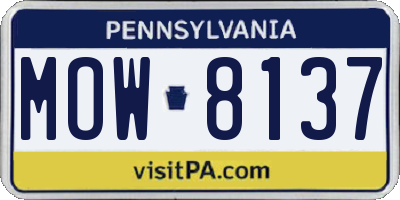 PA license plate MOW8137