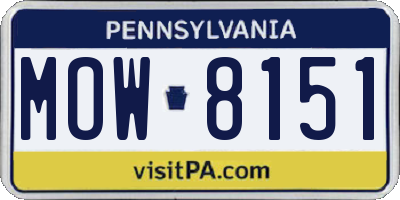 PA license plate MOW8151