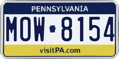 PA license plate MOW8154