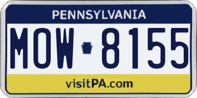 PA license plate MOW8155