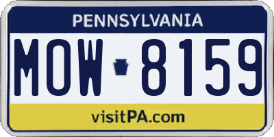 PA license plate MOW8159