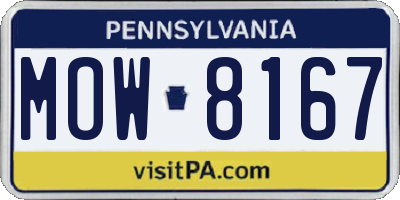 PA license plate MOW8167