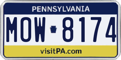 PA license plate MOW8174