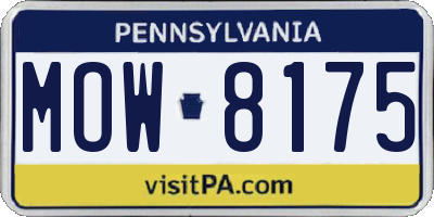 PA license plate MOW8175