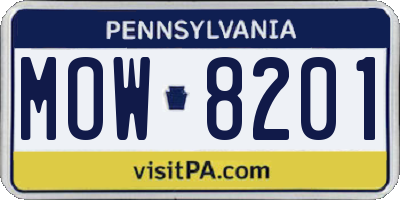 PA license plate MOW8201