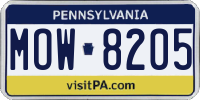 PA license plate MOW8205