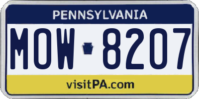 PA license plate MOW8207
