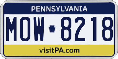 PA license plate MOW8218