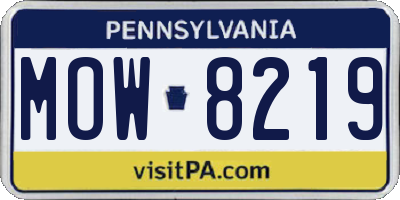 PA license plate MOW8219