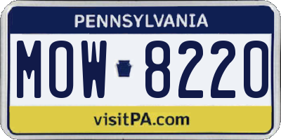 PA license plate MOW8220