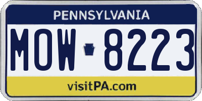 PA license plate MOW8223