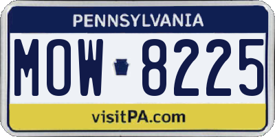 PA license plate MOW8225
