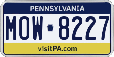 PA license plate MOW8227