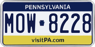 PA license plate MOW8228
