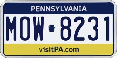 PA license plate MOW8231