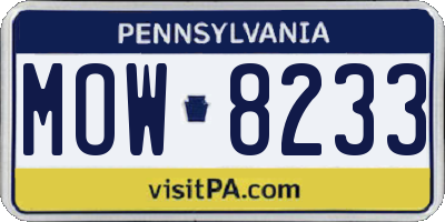 PA license plate MOW8233