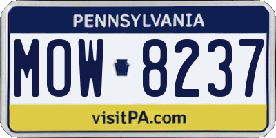 PA license plate MOW8237