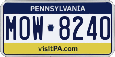 PA license plate MOW8240