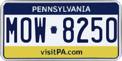 PA license plate MOW8250
