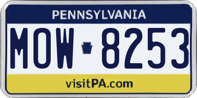 PA license plate MOW8253