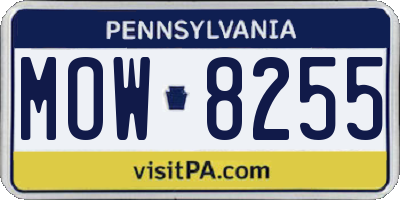 PA license plate MOW8255