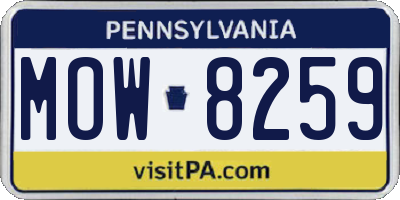 PA license plate MOW8259