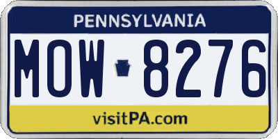 PA license plate MOW8276