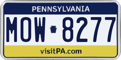 PA license plate MOW8277