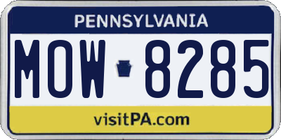 PA license plate MOW8285