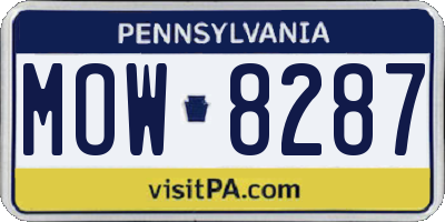 PA license plate MOW8287