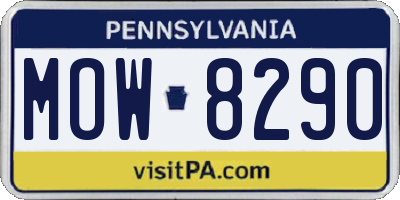 PA license plate MOW8290