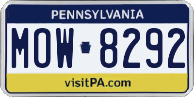 PA license plate MOW8292