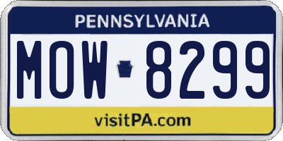 PA license plate MOW8299