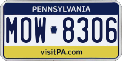 PA license plate MOW8306