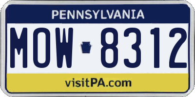 PA license plate MOW8312