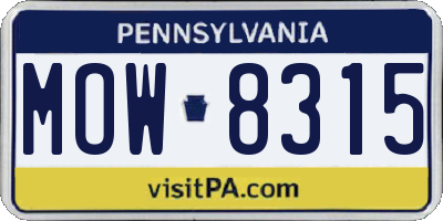 PA license plate MOW8315