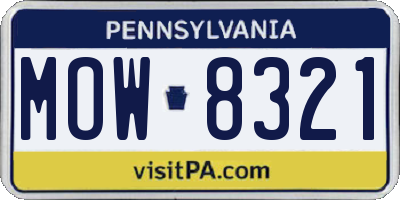 PA license plate MOW8321
