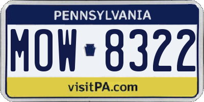 PA license plate MOW8322
