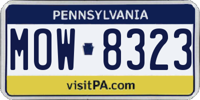 PA license plate MOW8323