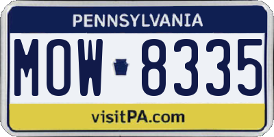 PA license plate MOW8335