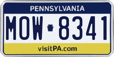 PA license plate MOW8341