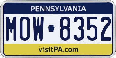 PA license plate MOW8352