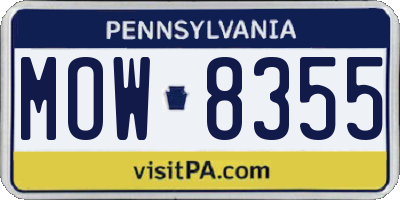 PA license plate MOW8355