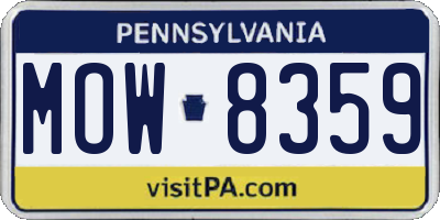 PA license plate MOW8359