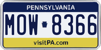 PA license plate MOW8366